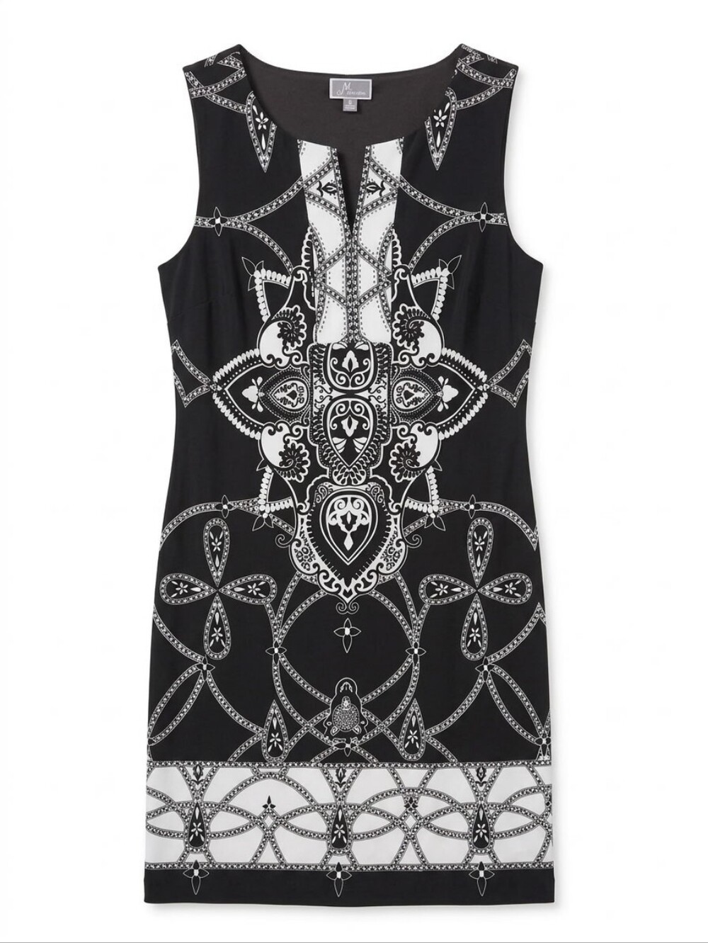 JM Collection Black and White Printed Sleeveless Midi Dress